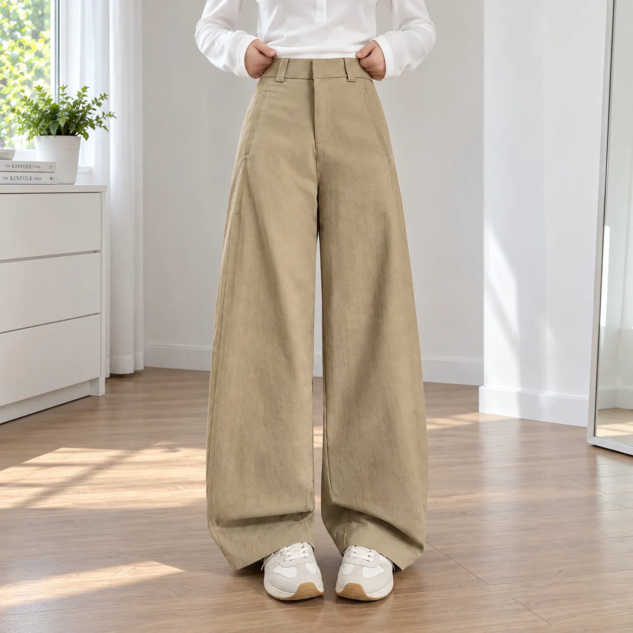 Freya khaki regular trousers - use view; top and shoes excluded
