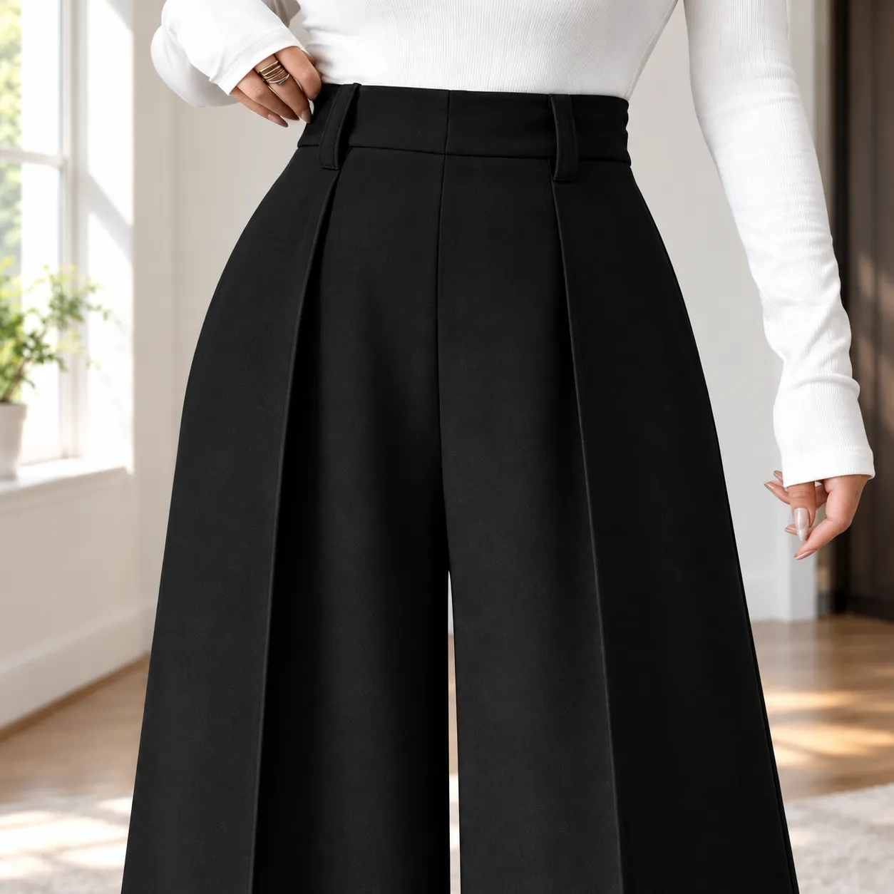 Ada Wide-Leg Trousers - detail view; styling accessories not included