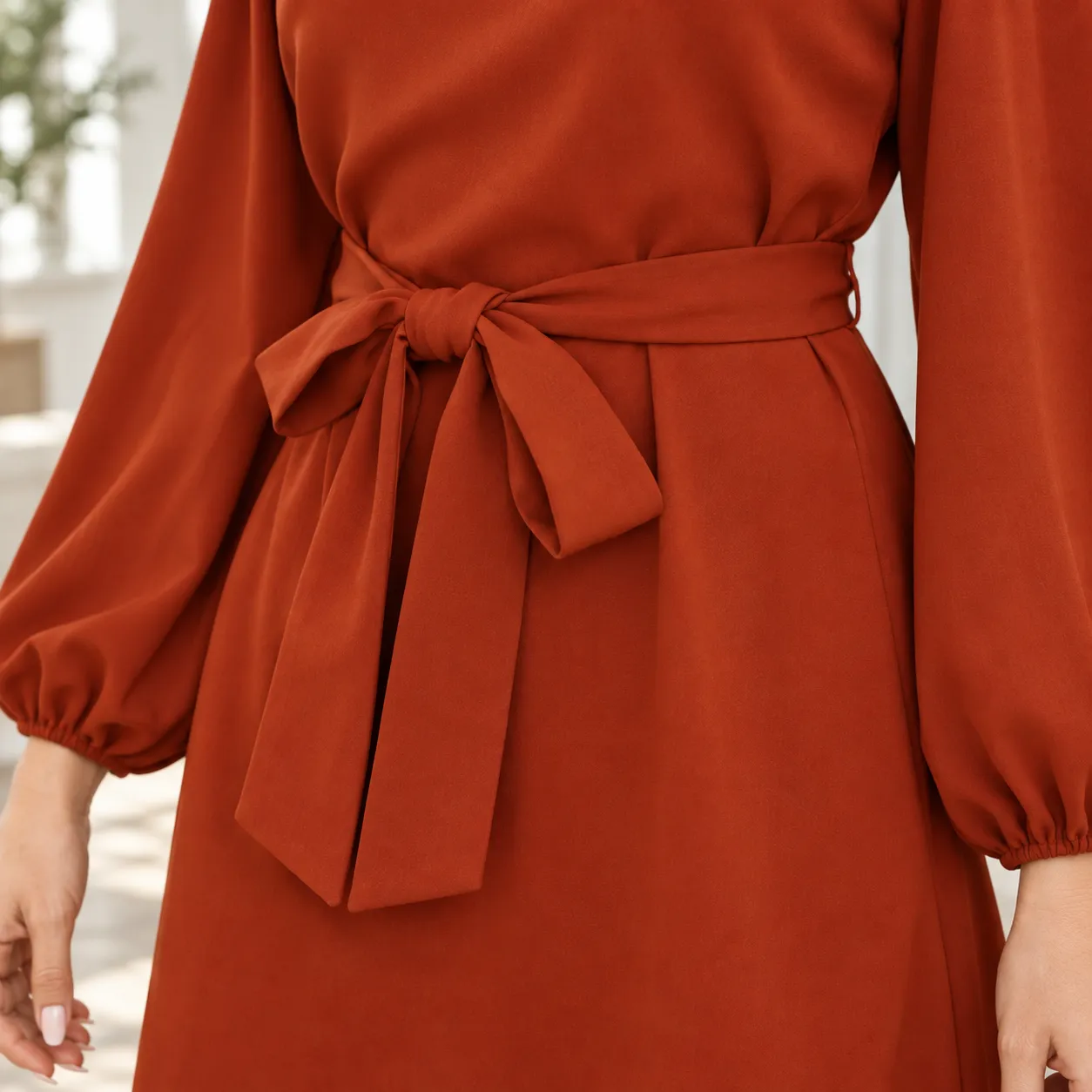 Elise Tie Waist Dress - detail view; other styling excluded
